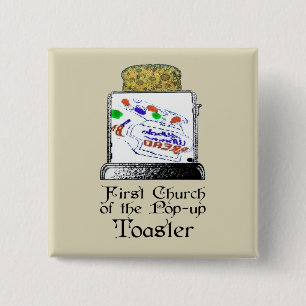 Badge Carré 5 Cm First Church of the Pop-up Toaster