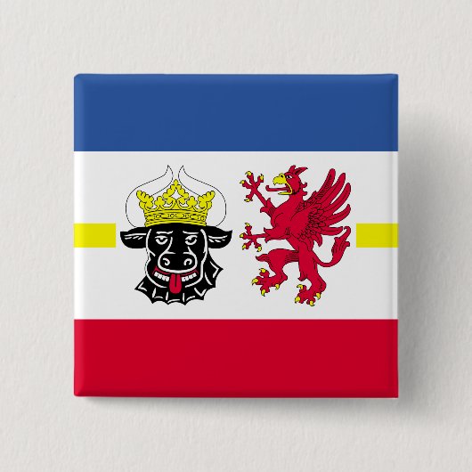 Badge Carré 5 Cm Flag of Mecklenburg-Western Pomerania Pinback Butt (Devant)