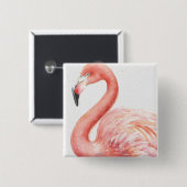 Badge Carré 5 Cm Flamant rose | rose tropical (Devant & derrière)