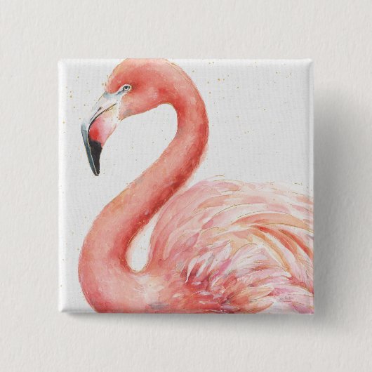 Badge Carré 5 Cm Flamant rose | rose tropical (Devant)