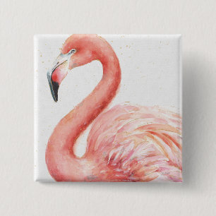 Badge Carré 5 Cm Flamant rose   rose tropical