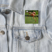 Badge Carré 5 Cm Flamants roses (En situation)