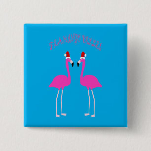 Badge Carré 5 Cm Flamants roses lesbiennes de Noël Flamant rose Bel