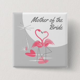Badge Carré 5 Cm Flamingo Love Large Moon Mother of the Bride