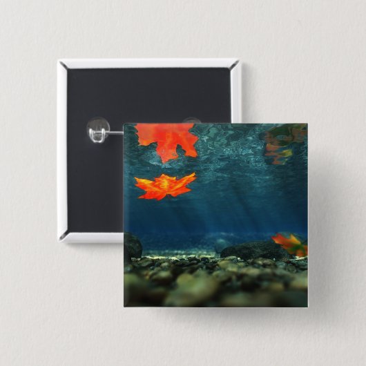 Badge Carré 5 Cm Flamme dans le bouton de l'eau (Devant & derrière)