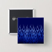Badge Carré 5 Cm Flammes de course cool Blue Automotive (Devant & derrière)