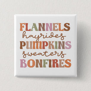 Badge Carré 5 Cm Flannings Bonfires Citrouille