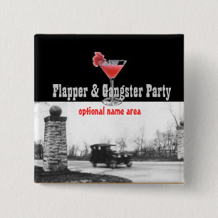Badge Carré 5 Cm Flapper et Gangster des Années folles