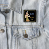 Badge Carré 5 Cm Flapper Gold Parties scintillant des années 20 Roa (En situation)