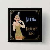 Badge Carré 5 Cm Flapper Gold Parties scintillant des années 20 Roa (Devant)