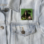 Badge Carré 5 Cm Flèche verte (En situation)