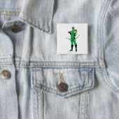 Badge Carré 5 Cm Flèche verte debout avec flèche (En situation)
