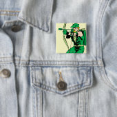 Badge Carré 5 Cm Flèche verte Flèche tournante (En situation)