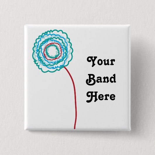 Badge Carré 5 Cm Fleur (Devant)