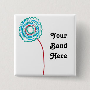 Badge Carré 5 Cm Fleur