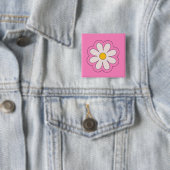 Badge Carré 5 Cm Fleur (En situation)
