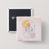 Badge Carré 5 Cm Fleur (Devant & derrière)