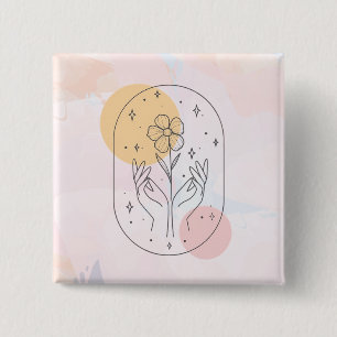 Badge Carré 5 Cm Fleur