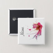 Badge Carré 5 Cm Fleur Abstraite d'Hibiscus (Devant & derrière)