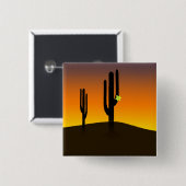 Badge Carré 5 Cm Fleur Cactus (Devant & derrière)