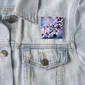 Badge Carré 5 Cm Fleur de cerise (En situation)