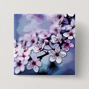 Badge Carré 5 Cm Fleur de cerise