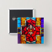 Badge Carré 5 Cm Fleur de lis (Devant & derrière)