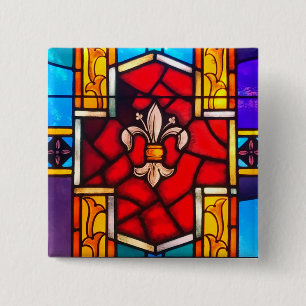 Badge Carré 5 Cm Fleur de lis