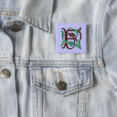 Badge Carré 5 Cm Fleur de lis F Monogramme (En situation)