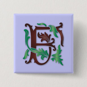 Badge Carré 5 Cm Fleur de lis F Monogramme
