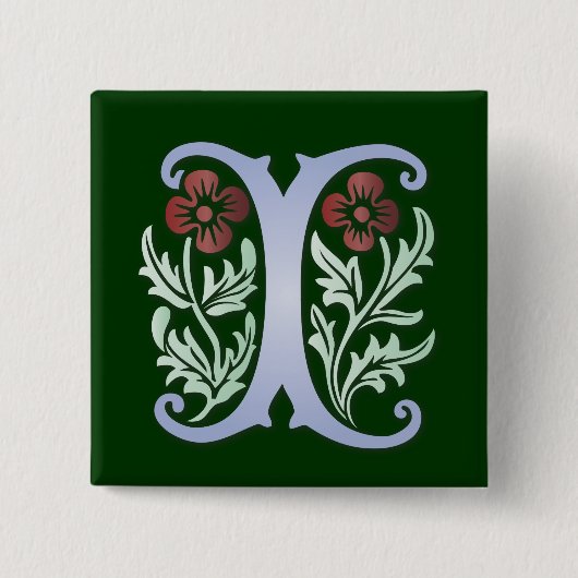 Badge Carré 5 Cm Fleur de lis I Monogramme (Devant)