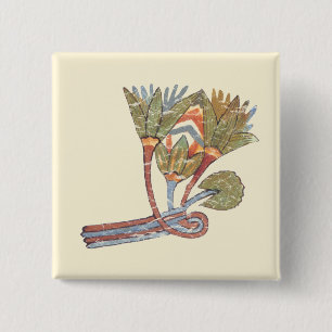 Badge Carré 5 Cm Fleur de Lotus antique d'Egyptien