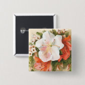 Badge Carré 5 Cm Fleur de Noël joyeuse (Devant & derrière)