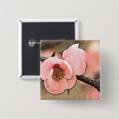 Badge Carré 5 Cm Fleur de prune (Devant & derrière)