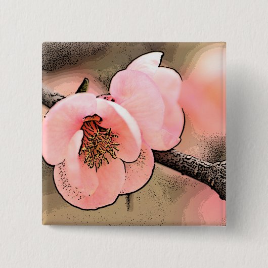 Badge Carré 5 Cm Fleur de prune (Devant)