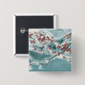 Badge Carré 5 Cm Fleur de prune dans la neige (Devant & derrière)