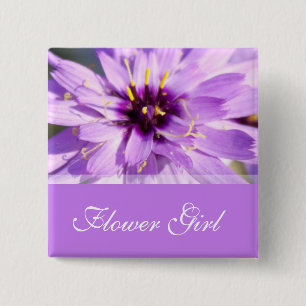Badge Carré 5 Cm Fleur élégante de marguerite violette, fleur de fi
