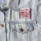 Badge Carré 5 Cm Fleur en pastel (En situation)