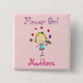 Badge Carré 5 Cm Fleur fille personnalisée (Devant)