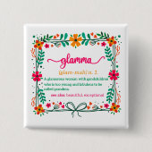 Badge Carré 5 Cm Fleur Frame Grandma Grand-mère Définition (Devant)