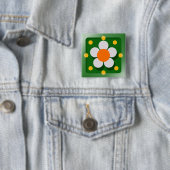 Badge Carré 5 Cm Fleur heureuse (En situation)