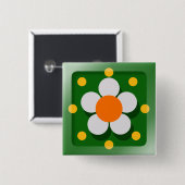 Badge Carré 5 Cm Fleur heureuse (Devant & derrière)