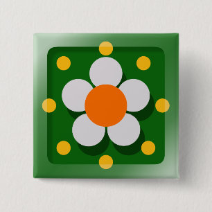 Badge Carré 5 Cm Fleur heureuse