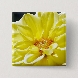 Badge Carré 5 Cm Fleur jaune