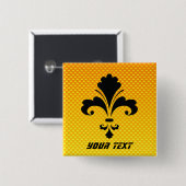 Badge Carré 5 Cm Fleur jaune-orange de lis (Devant & derrière)