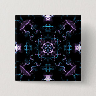 Badge Carré 5 Cm Fleur Mandala violette et bleue