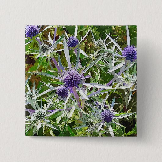 BADGE CARRÉ 5 CM FLEUR SAUVAGE (Devant)