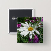 Badge Carré 5 Cm Fleur sauvage Daisy et Fireweed (Devant & derrière)