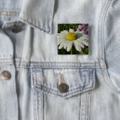 Badge Carré 5 Cm Fleur sauvage Daisy et Summer Lilac (En situation)