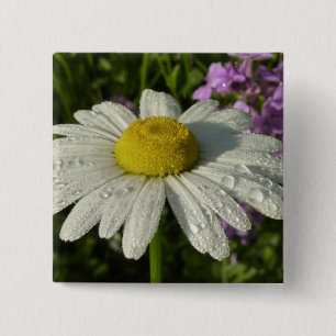 Badge Carré 5 Cm Fleur sauvage Daisy et Summer Lilac
